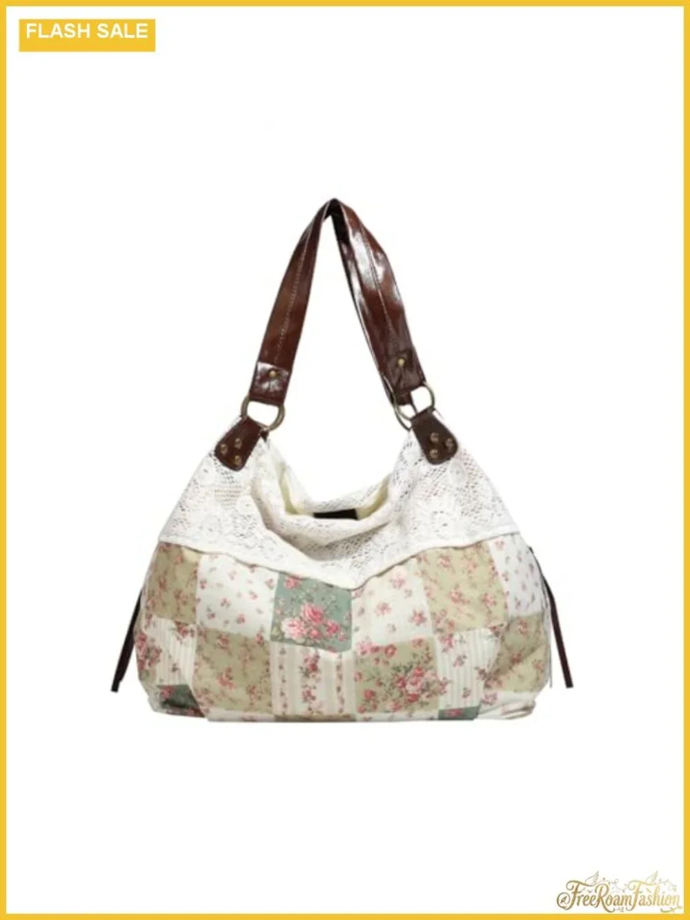 Vintage Cottagecore Lace Hobo Tote Bag with Magnetic Closure, Fits 11-inch
